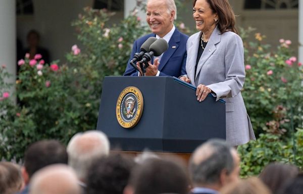 In first public remarks, Kamala Harris praises Joe Biden, doesn’t talk presidential campaign