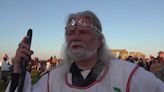 Druid leader celebrates Summer Solstice at Stonehenge in the UK