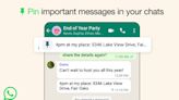 You can now pin up to three important messages in WhatsApp chats