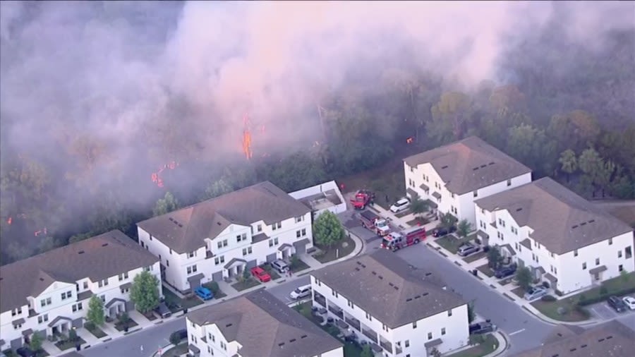 Crews battle brush fire near townhomes in Port Richey