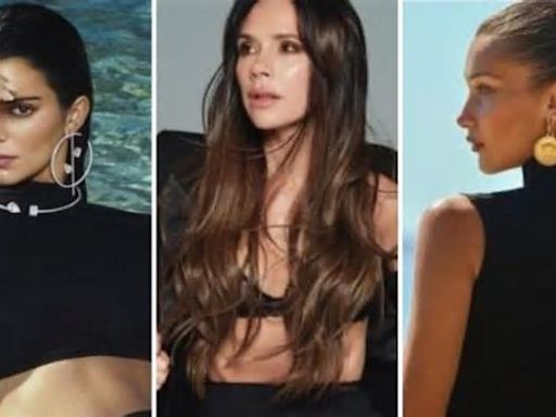 Total black anche per l'estate: Victoria Beckham e la gonna crochet, le ballerine traforate e i macro occhiali geometrici