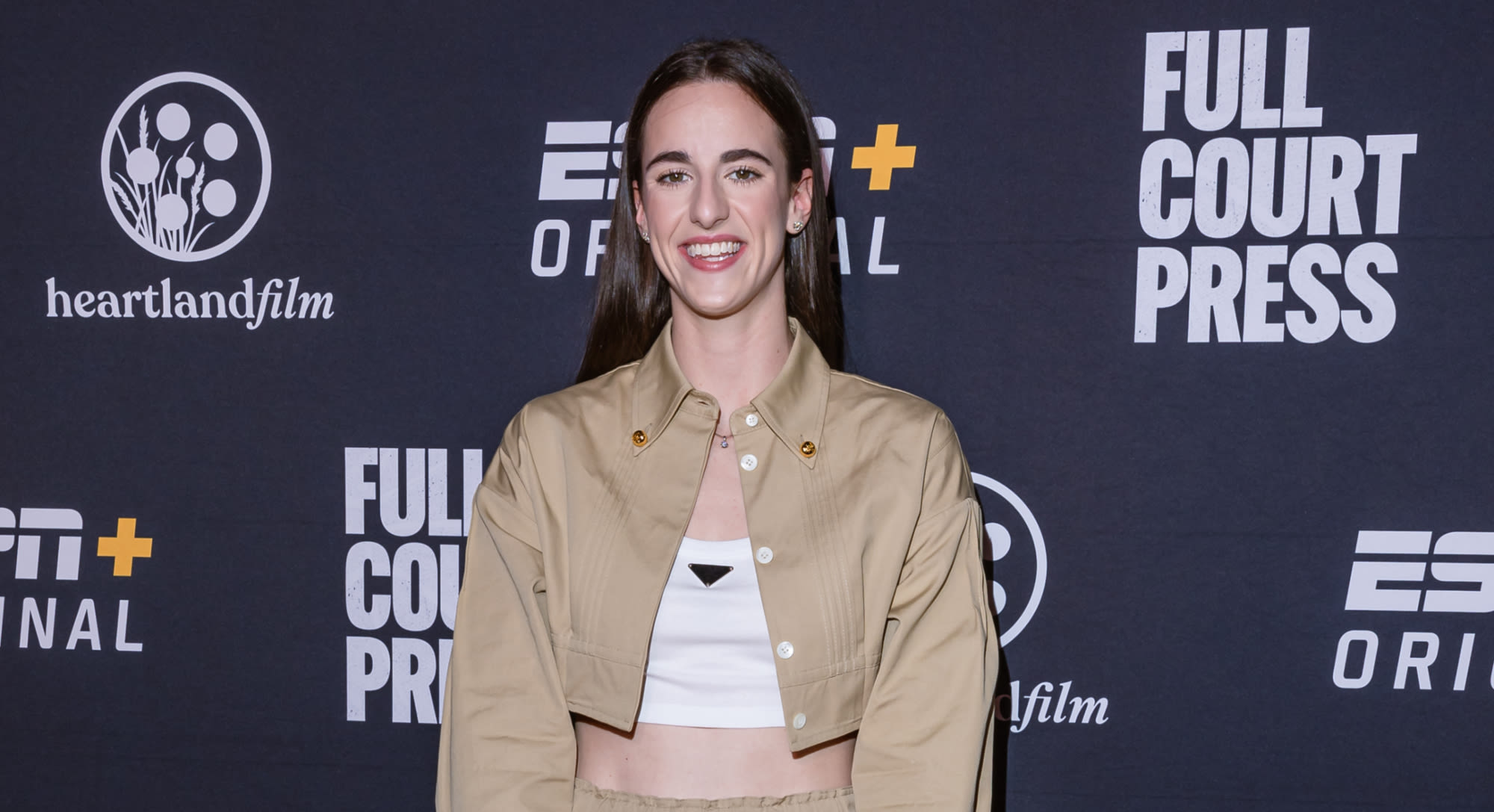 Caitlin Clark Continues Her Prada Era in Cropped Jacket and Oversize Pants at ‘Full Court Press’ Premiere
