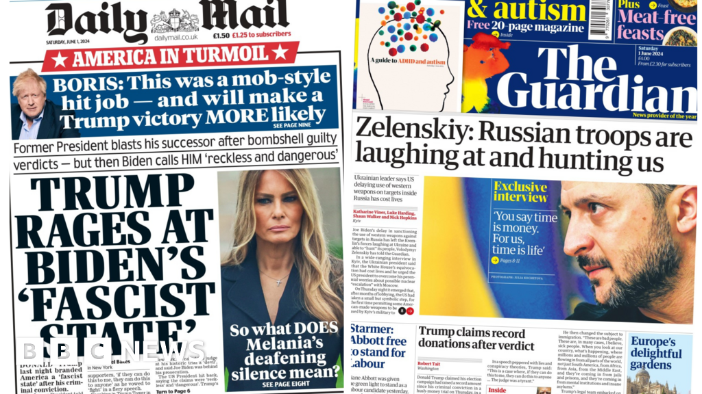 Newspaper headlines: 'Trump rages' and 'Russian troops are laughing'