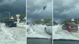 Jarring footage shows cars driving through ‘rivers of hail’ after storm brings downpours to region: ‘Beware … your car will just start floating out of control’