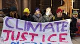 Greta Thunberg and other climate activists block entrance to the Swedish parliament