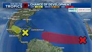 Large disturbance off coast of Africa shows strong chance for tropical development