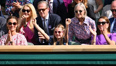 ... Pink and White Floral Dress While Attending Wimbledon Alongside Sister, Princess Kate, and Niece, Princess Charlotte