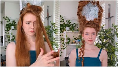 Artist recreates Bridgerton's Queen Charlotte swan wig using own hair. Internet in awe