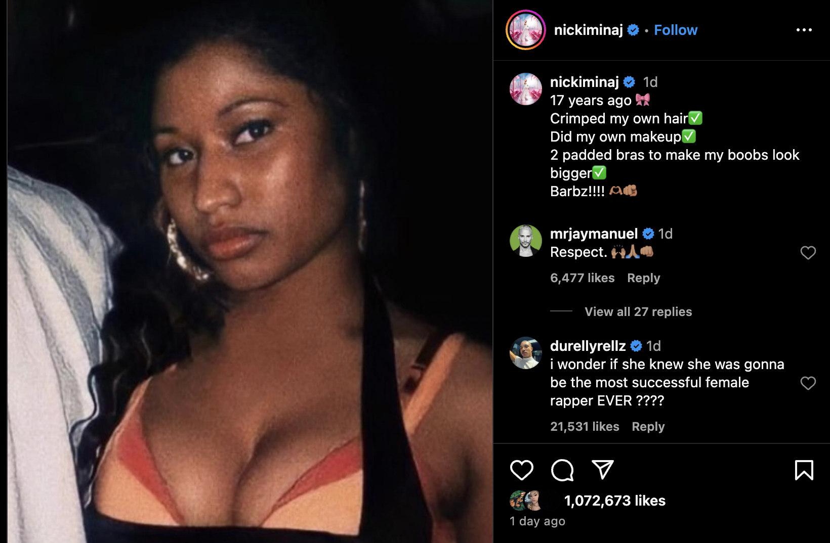 Nicki Minaj Accused Of Ignoring Ice Spice's IG Comment