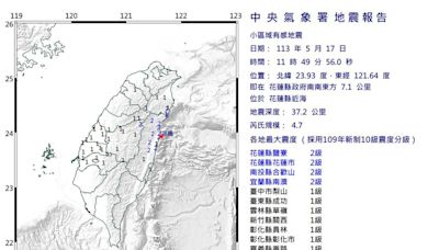 地牛翻身！ 11:49規模4.7地震 9縣市有感