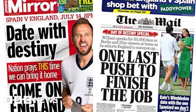 Newspaper headlines: 'One last push' for England's 'date with destiny'