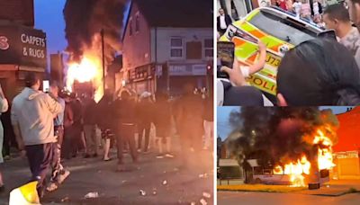 Home Secretary condemns 'shocking' riot in Leeds, after bus set on fire and police car overturned in mass disorder