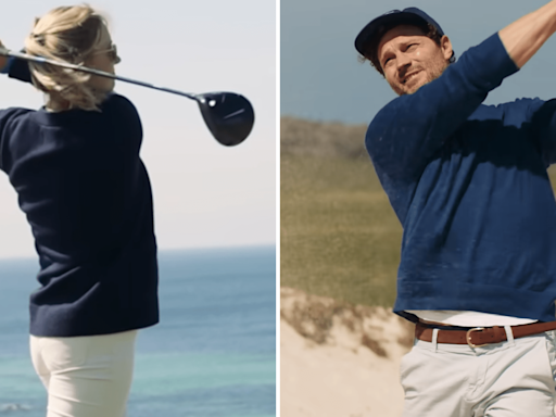 Sky Sports presenter and 50 Shades heartthrob play golf on remote Scots island