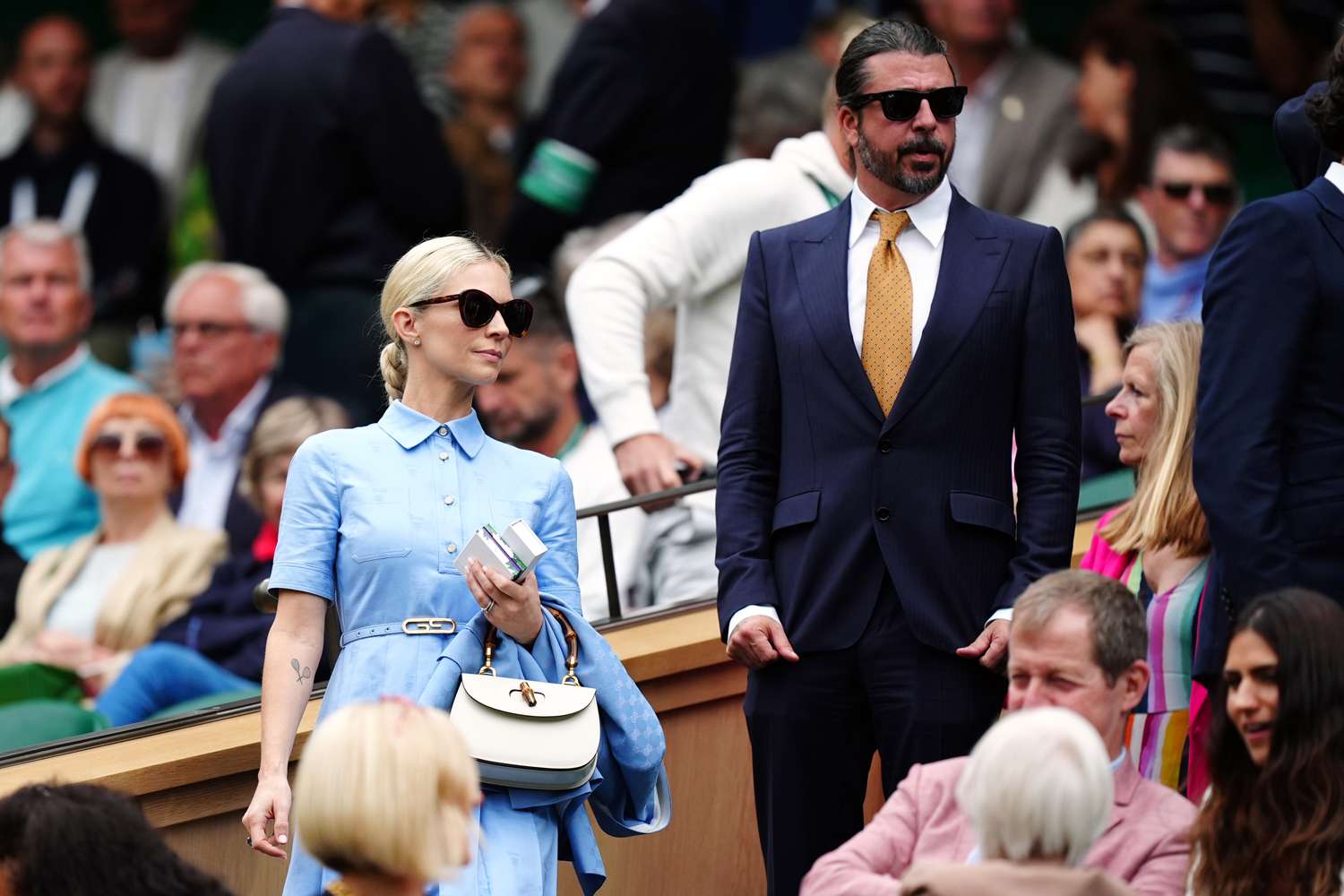 Dave Grohl Is Nearly Unrecognizable in Polished Suit and Slicked Back Ponytail in Royal Box at Wimbledon