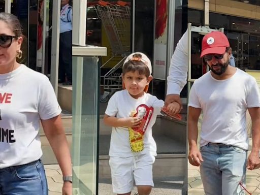 Kareena Kapoor, Saif Ali Khan, Taimur Step Out in Style; Jeh Steals 'No Pics' Message To Paparazzi Goes Viral - News18