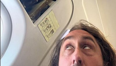 Ross Noble is hit on head by falling door panel on easyJet flight