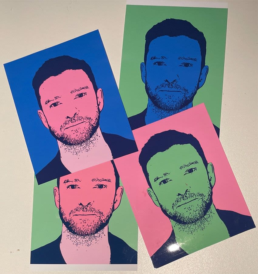 Justin Timberlake mugshot turned into art