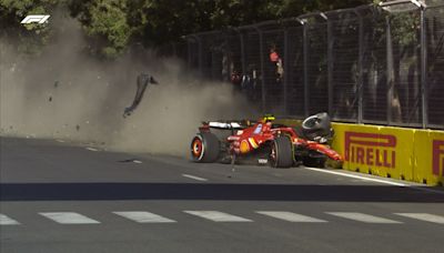 El choque entre Carlos Sainz y Sergio Checo Pérez en el final del Gran Premio de Azerbaiyán