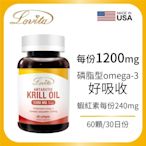 【Lovita愛維他】LINE10%-南極極品磷蝦油1200mg(60顆)(蝦紅素,DHA,EPA,Omega3,南極磷蝦)