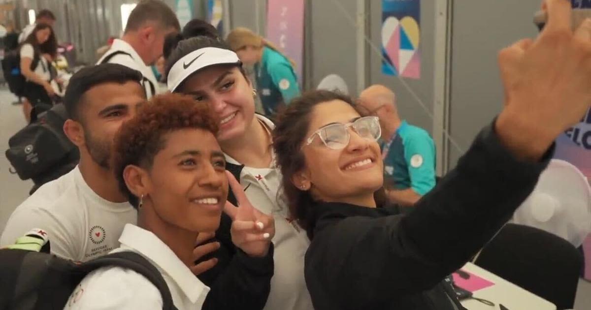 Paris 2024 Refugee Team arrives at Athletes Village