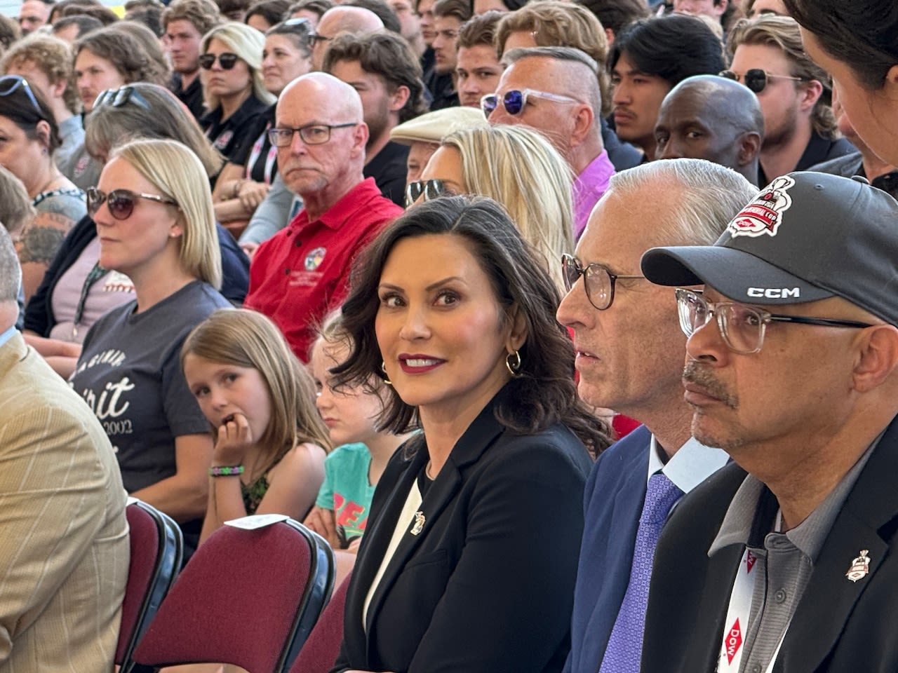 Gov. Whitmer surprises Saginaw crowd at Memorial Cup opening ceremony