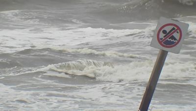 Red flags fly across Galveston beaches as Gulf storm heads inland