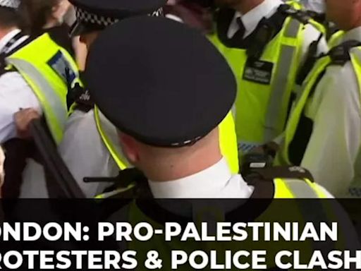 London: Scuffle erupts between police and pro-Palestinian protesters outside UK Foreign Office