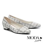 低跟鞋 MODA Luxury 復古清新格紋透明造型低跟鞋－黑格