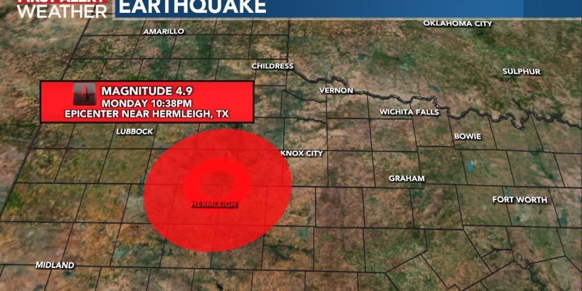 4.9 magnitude earthquake near Snyder, Tx