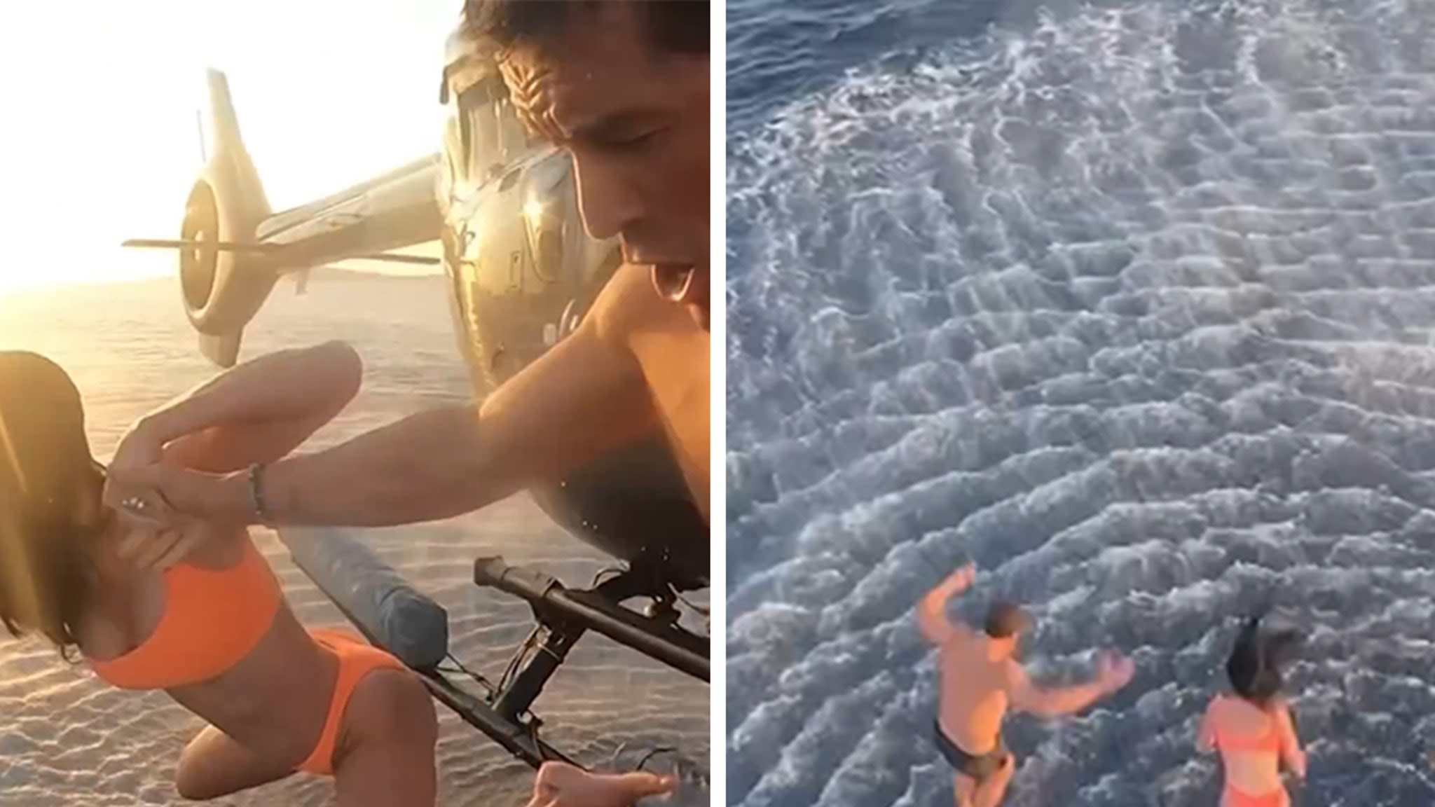 Katy Perry and Orlando Bloom Plunge From Helicopter Into Ocean in Sardinia