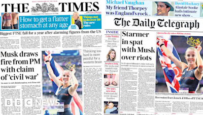 Newspaper headlines: PM's Musk spat and Queen Keely's Paris gold