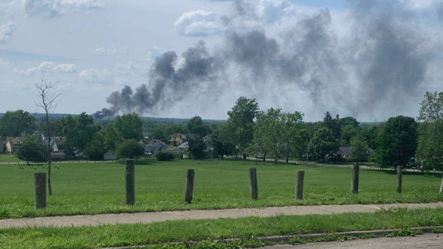 Smoke visible for miles after fire in Dayton