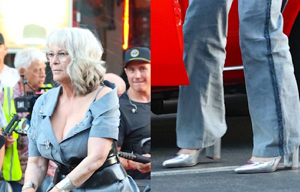 Jamie Lee Curtis Pops On Youthful Silver Metallic Pumps for ‘Freaky Friday 2’ Filming in Los Angeles