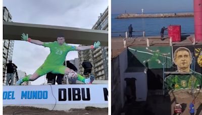 Video: gigantografía y mural para el Dibu Martínez en Mar del Plata