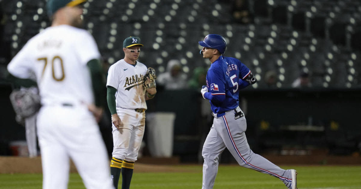 A's lose to Rangers 4-2 after 3-run homer in the 8th inning