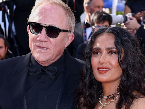 Salma Hayek is a total Bond girl in silhouette-skimming dress for glitzy date with billionaire husband