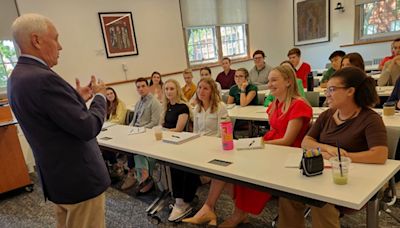 Mike Pence teaches first class at Grove City College