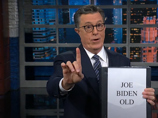 Stephen Colbert says he’s repurposing his age jokes about Biden for Trump