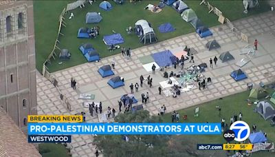 Pro-Palestinian protesters set up encampment on UCLA campus