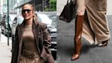 Jennifer Lopez Goes Brown in Knee-High Saint Laurent Boot in New York City