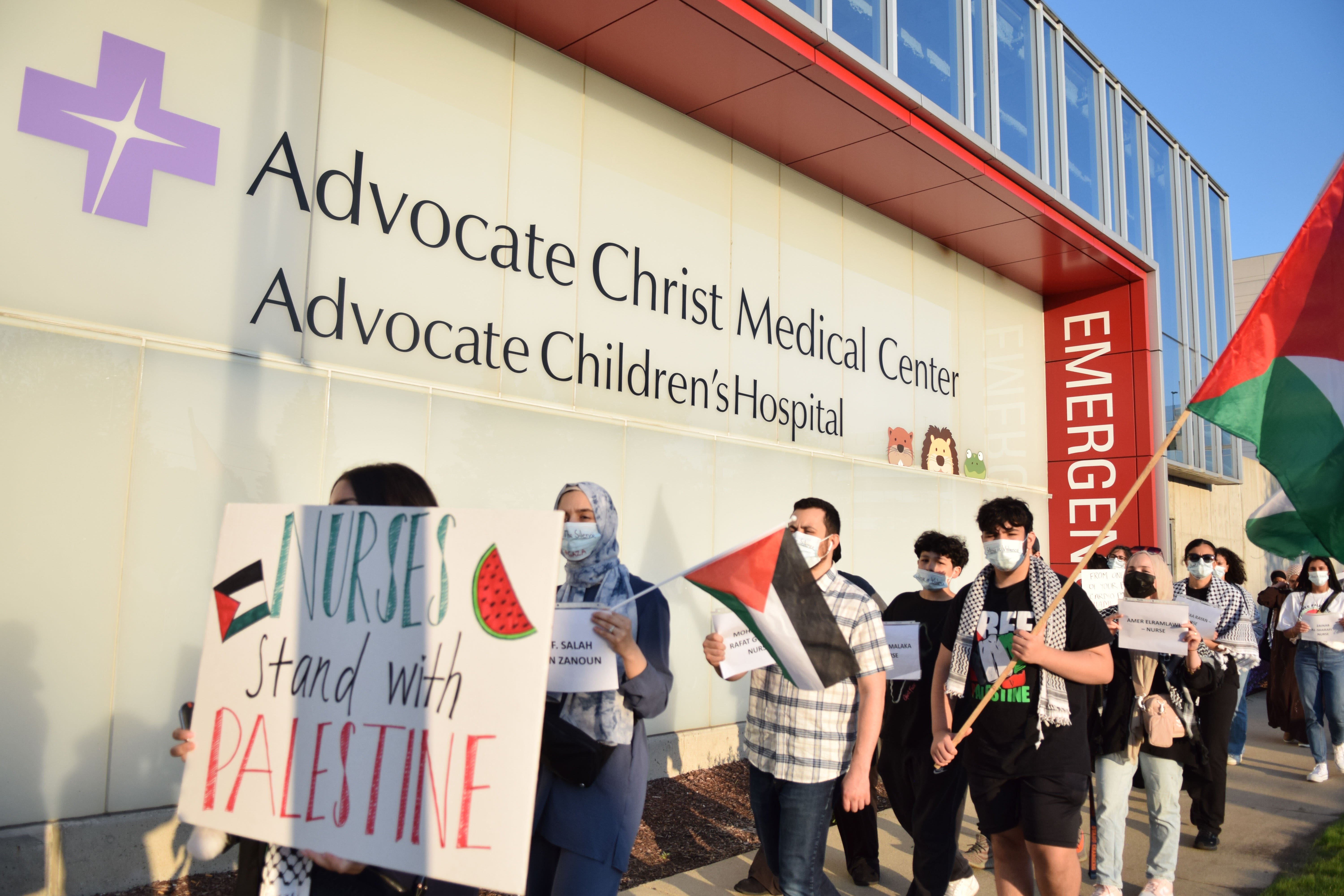 Advocate Health staff stage protest, allege disparities and discrimination in response to Gaza crises