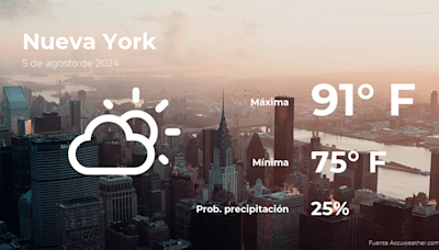 Pronóstico del tiempo en Nueva York para este lunes 5 de agosto - El Diario NY