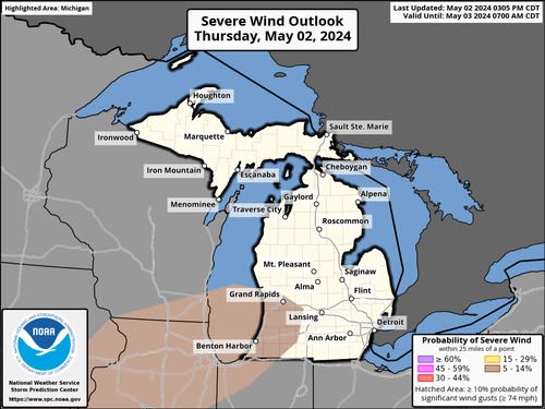 Potent to severe t-storms will move into southwest Lower this evening