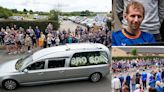 Crowds line the streets as family, friends and teammates gather for funeral of rugby league legend Rob Burrow