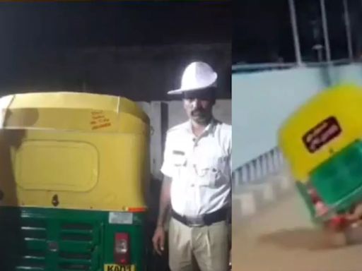 'Dangerous To Human': Bengaluru Man Riding Auto Rickshaw on Single Wheel in Malleshwaram Held; VIDEO