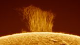 60,000-mile-tall 'plasma waterfall' snapped showering the sun with impossibly fast fire