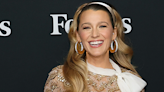 Blake Lively just debuted her baby bump in a gold Valentino mini dress