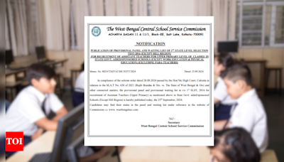 West Bengal Teacher Recruitment: WBSSC releases final merit list for Assistant Teacher posts, more than 14000 candidates shortlisted - Times of India