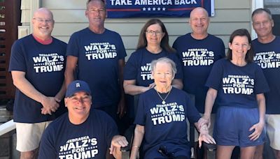 That photo of people wearing 'Nebraska Walz's for Trump' shirts? They're distant cousins