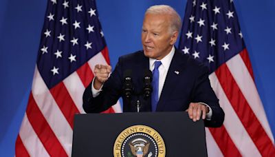 Biden faces media, says he's seeking 2nd term 'to complete the job'